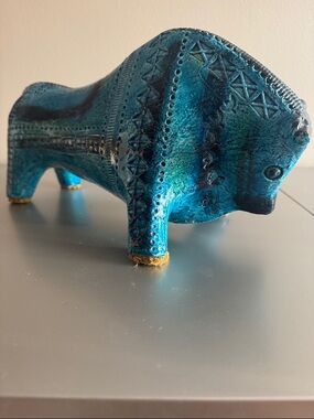 Original Bitossi Bull Sculpture for the Rimini Blu series.
